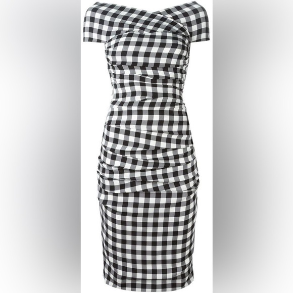 Dolce & Gabbana Dresses & Skirts - DOLCE & GABBANA Monochrome Gingham
Checked Ruched Bodycon Dress Size 2